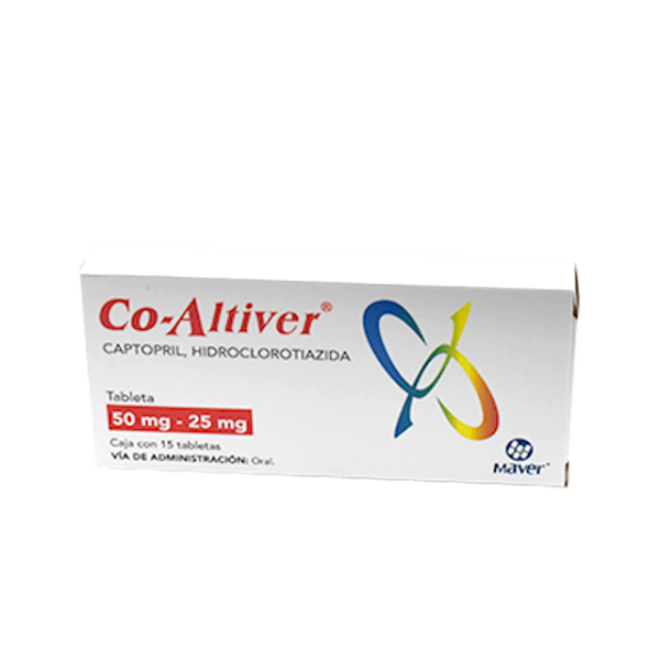 501140 COALTIVER captopril hidroclorotiazida tableta 50 mg 25mg 15 tab