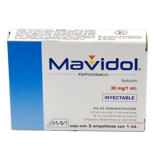 501835 ketorolaco sol inyectable 30 mg 1 ml Mavidol