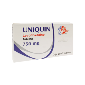 505663 uniquin levofloxacino 7 tabletas  750 mg