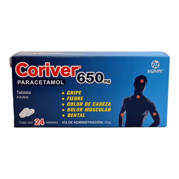 507744 Coriver paracetamol tab 650 mg 24 tab