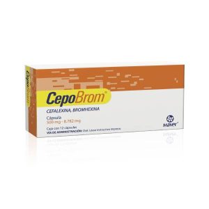 550109 Cepobrom Cefalexina Monohidratada Bromhexina Clorhidrato 500 mg 8.782 mg 12 Capsulas