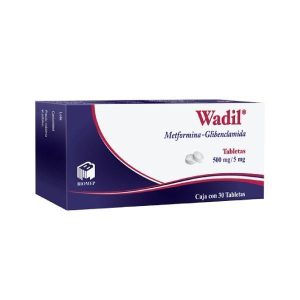 552688 WADIL  Metformina Glibenclamida 500 mg 5 mg Caja con 30 Tabletas