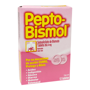 558671 Pepto Bismol Subsalicilato de Bismuto 262.4 mg 12 Tabletas masticables