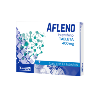 Ibuprofeno tableta 400 mg, ibuprofeno, caja con 10 abletas, Afleno, afleno 400 mg, Farmacias Gi