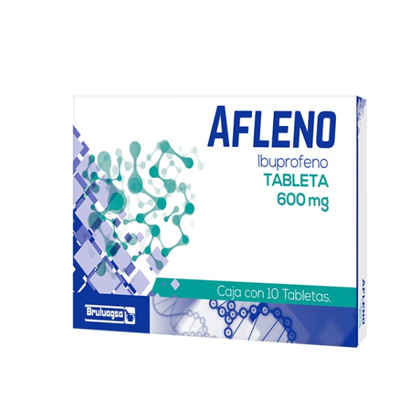Ibuprofeno tableta 600 mg, ibuprofeno, caja con 10 abletas, Afleno, afleno 600 mg, Farmacias Gi