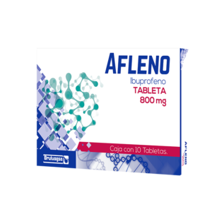 Ibuprofeno tableta 800 mg, ibuprofeno, caja con 10 abletas, Afleno, afleno 800 mg, Farmacias Gi